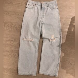 Levi’s Ribcage Straight Ankle Jeans Women’s 30x26 Light Wash Distressed